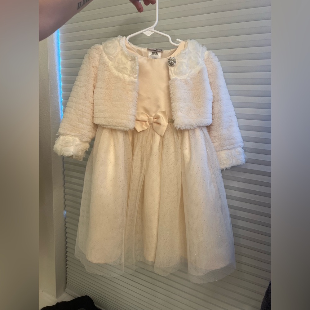Girls Cream Dress with Jacket 4T